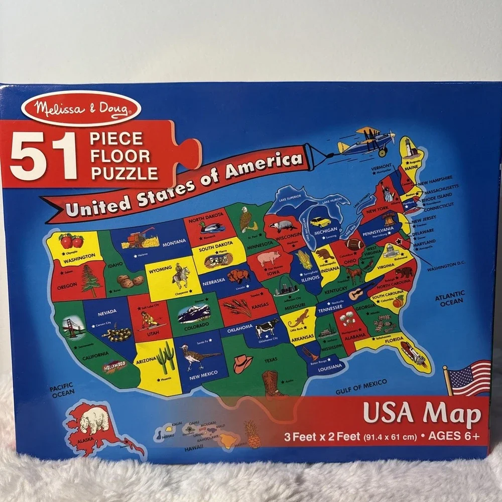 Melissa & Doug USA Map Floor Puzzle 51 PCS Ages 6+
